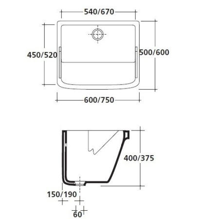 Раковина Galassia Iside 2001 60х50 хозяйственная