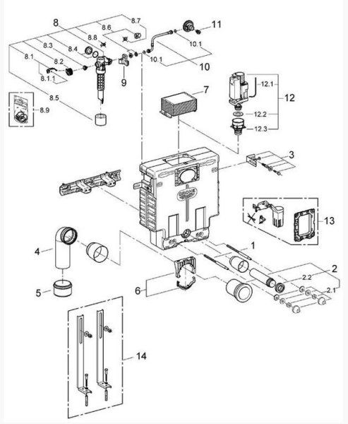 Система инсталляции Grohe Uniset 38415001 для подвесного унитаза