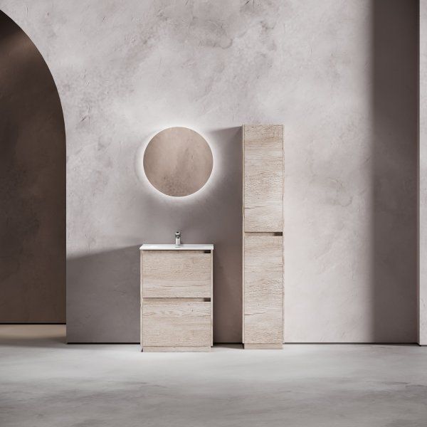 Тумба под раковину SANCOS Libra Floor напольная,590х450х840, c двумя ящиками оснащенными доводчиками, дуб галифакс натуральный,  LB60FEG