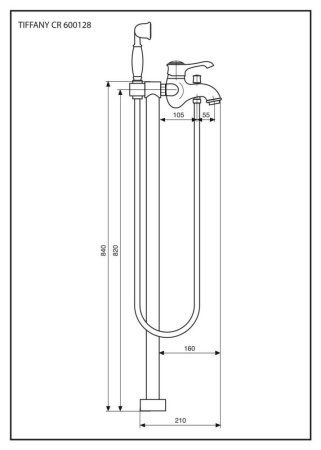 Смеситель Emmevi Tiffany 600128CR для ванны, хром