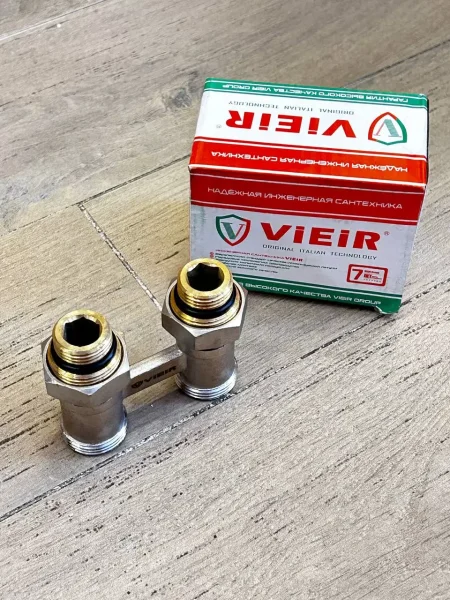 Узел нижнего подключения радиатора прямой с адаптерами 1/2" x 3/4" Vieir VR308
