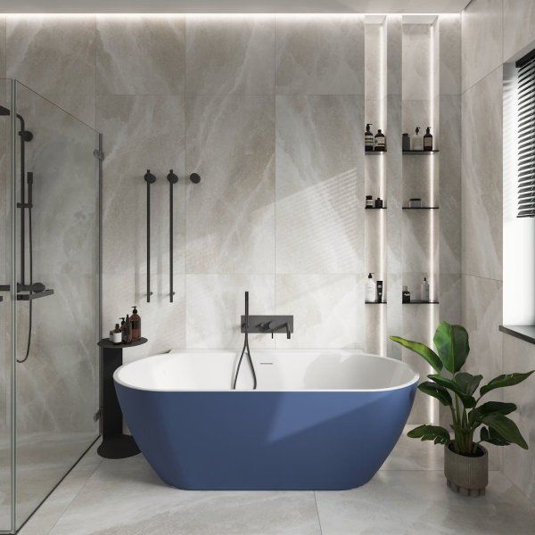 Ванна акриловая пристенная Teymi Aina 170x80x56, синяя матовая T130120