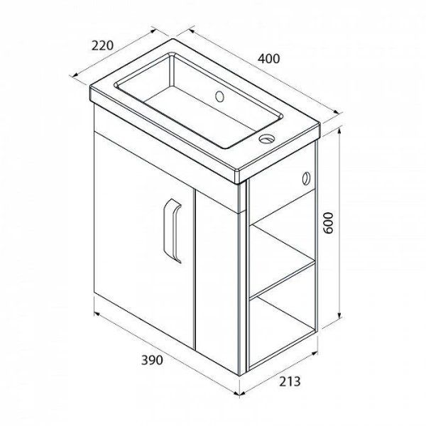 Тумба с раковиной IDDIS Torr 40 подвесная белая полки справа (TOLWR4KT0WYSRiLQ95DAK)