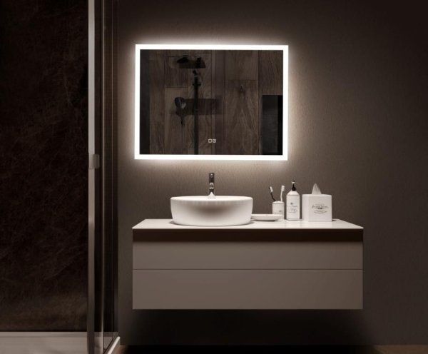 Зеркало с подсветкой и подогревом AQUAme AQM9104 800х600