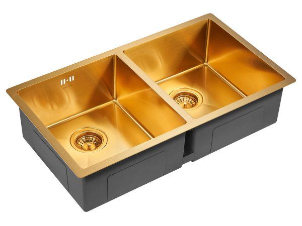 Мойка для кухни нержавеющая  Paulmark TWIN PM237844-BG, брашированное золото