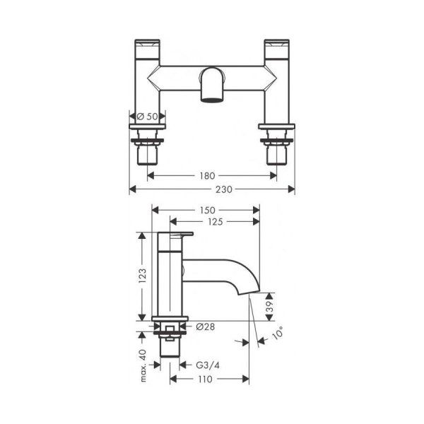 Смеситель Hansgrohe Vernis Blend 71442000 на борт ванны, хром
