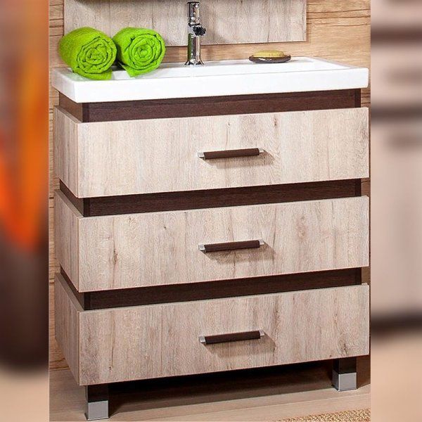 Комплект мебели для ванной Бриклаер ТЕХАС 80, кантри/венге