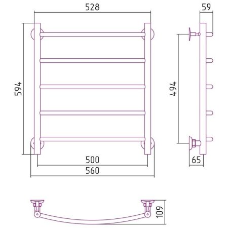 Полотенцесушитель водяной Стилье Версия-H2 60х50 хром