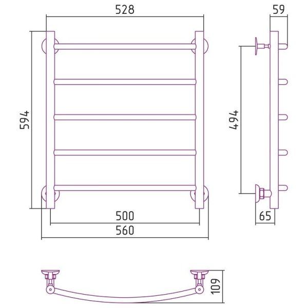 Полотенцесушитель водяной Стилье Версия-H2 60х50 хром