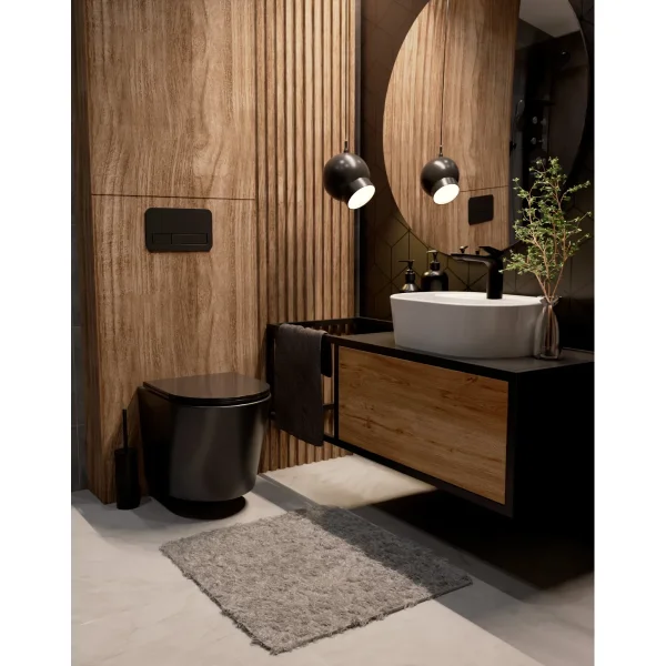 Унитаз подвесной AQUAme AQM2001MB безободковый, с сиденьем микролифт, черный матовый