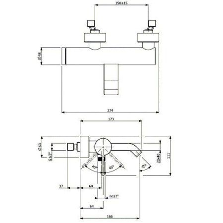 Смеситель Villeroy & Boch Architectura Dawn TVT10650115261 для ванны, хром