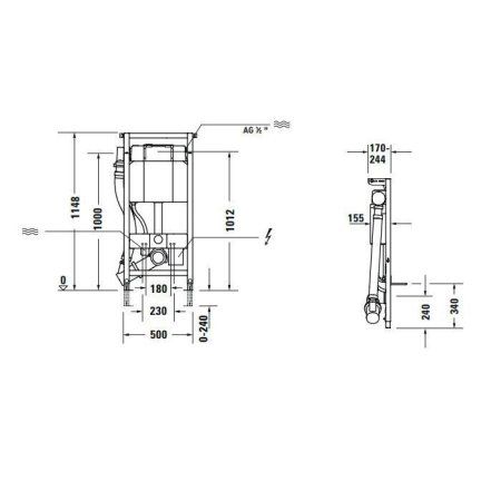 Система инсталляции Duravit DuraSystem WD1004000000 для подвесного унитаза