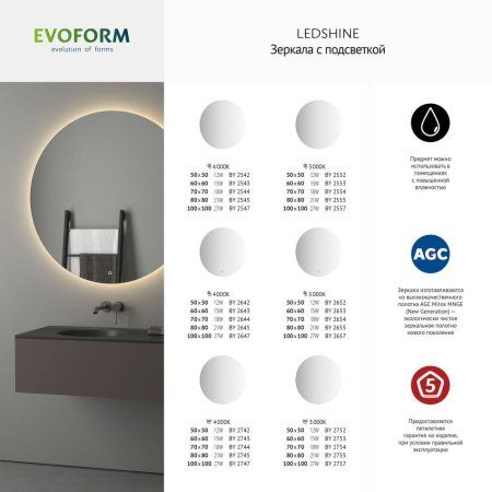 Зеркало Evoform Ledshine BY 2657 100x100