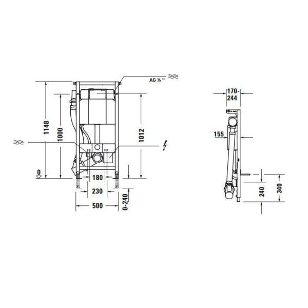 Система инсталляции Duravit DuraSystem WD1004000000 для подвесного унитаза
