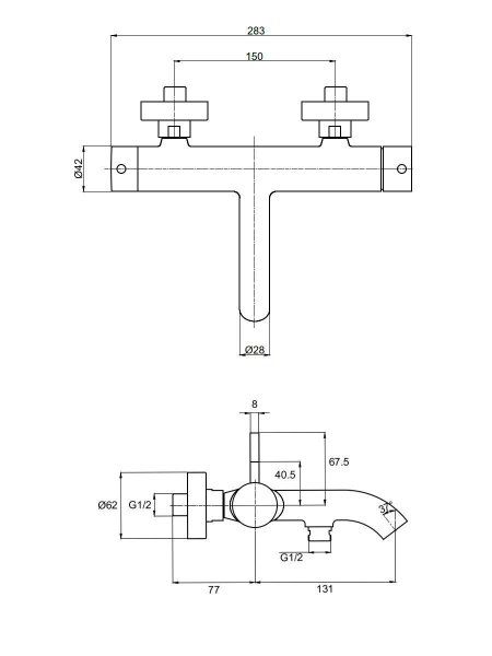 Смеситель для ванны  AQUAme Siena, Gun metal