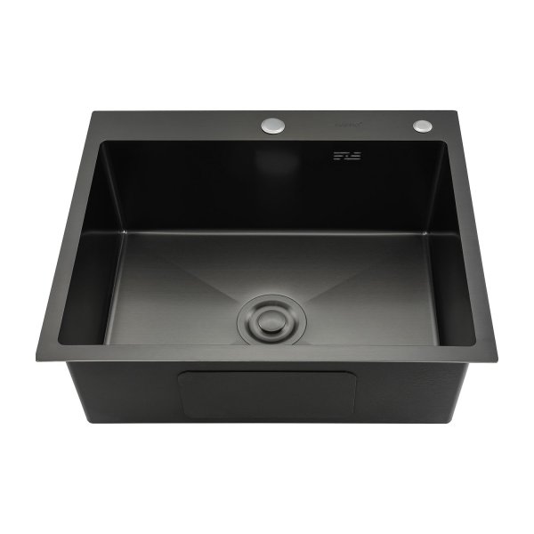 Мойка кухонная с коландером Gappo GSEC60QX50HR-6OC 60х50 черный