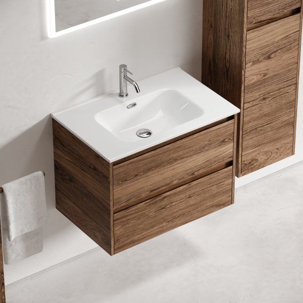 Тумба подвесная SANCOS Libra 690х450х500, c двумя ящиками оснащенными доводчиками, дуб чарльстон,  LB70ECH