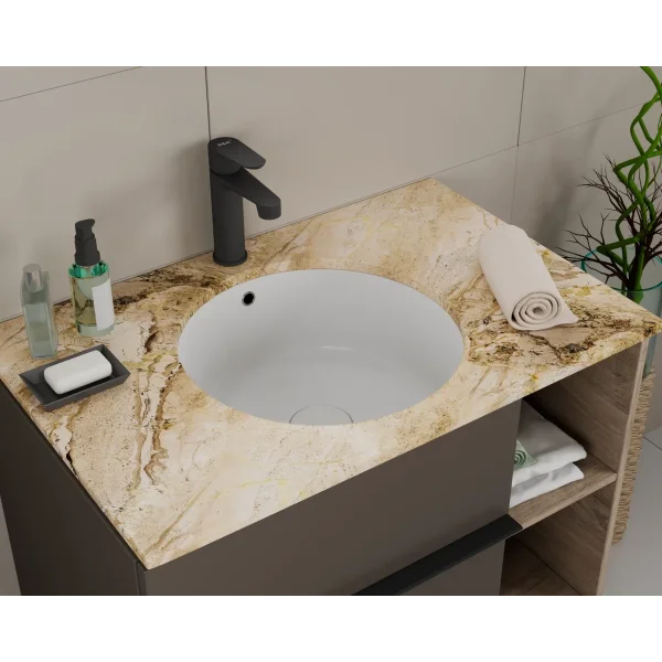 Раковина D&K Matrix DT1391816 42x42 см, встраиваемая снизу, белый