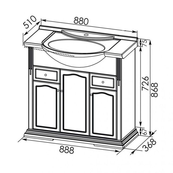 Тумба для комплекта Aquanet Тулуза 85 белая