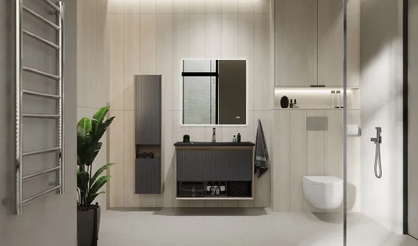 Пенал Jorno Tossony Toss.04.140/P/DS-A/JR подвесной L/R, дуб самдал/антрацит матовый