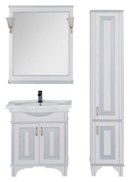 Тумба  для комплекта Aquanet Валенса 70 белый краколет/серебро