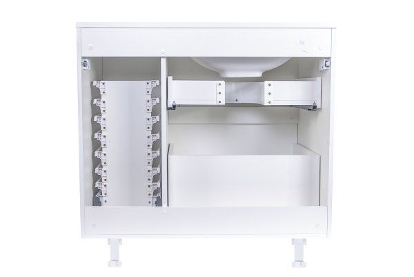 Тумба напольная "Барселона 90" левая (2 ящ.) с выкатной корзиной, Люкс белая, Plus Style Line СС-00002345