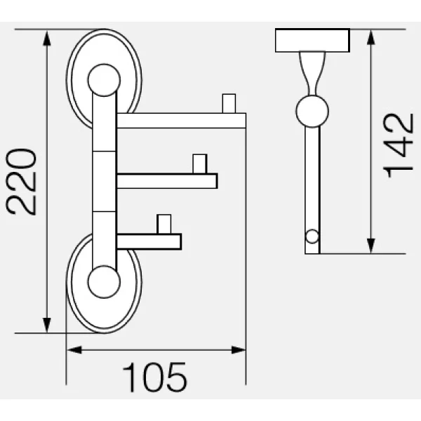 Крючок Veragio Bonjour Cromo VR.BNR-7835.CR тройной, поворотный, для ванны, хром