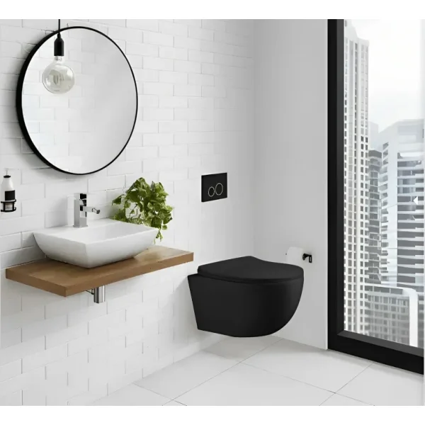 Унитаз подвесной Cerutti Spa Orlter Aria CT10017 безободковый, с сиденьем микролифт, черный матовый