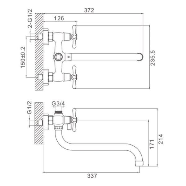 Смеситель для ванны Prohanss P10.22, хром