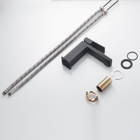 Смеситель для раковины однорычажный с гайкой Shevanik S9601H, Черный