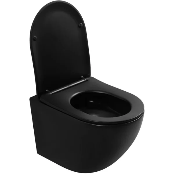 Унитаз подвесной Abber Bequem AC1100TMB безободковый, торнадо, с сиденьем микролифт, черный матовый