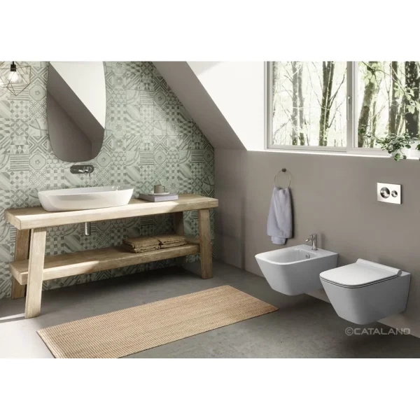 Унитаз подвесной Catalano Green 0411550001 безободковый, торнадо, белый глянец