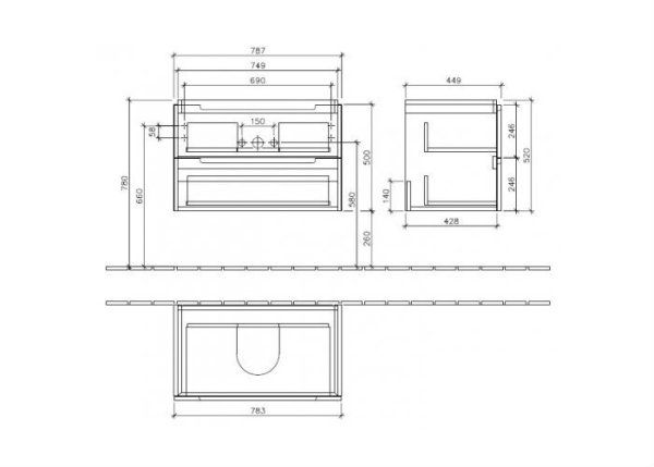 Мебель для ванной Villeroy & Boch Subway 2.0 80 дуб графитовый