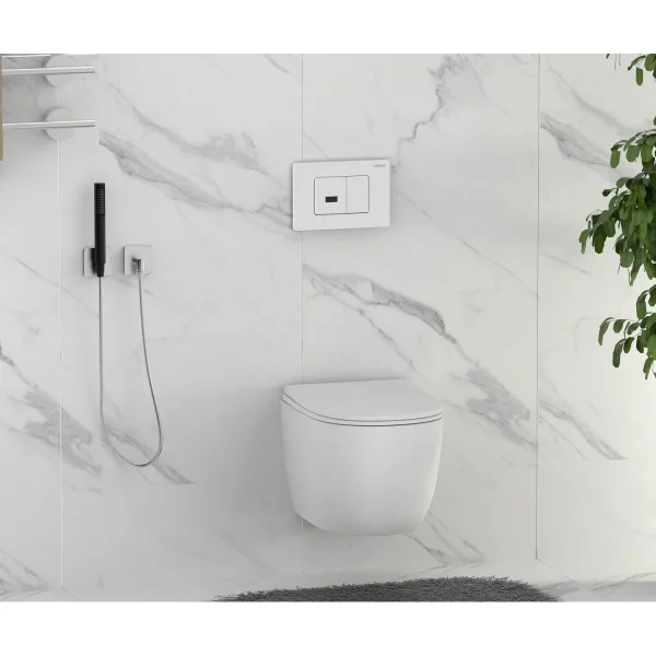 Кнопка смыва Abber AC0122SMW для инсталляции, сенсорная, питание от батареи, белый матовый