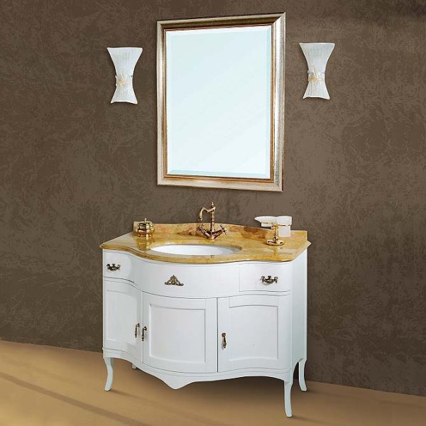 Мебель для ванной Tiffany World Victory 112, 2 ящика, 3 дверцы, белая матовая, ручки бронза