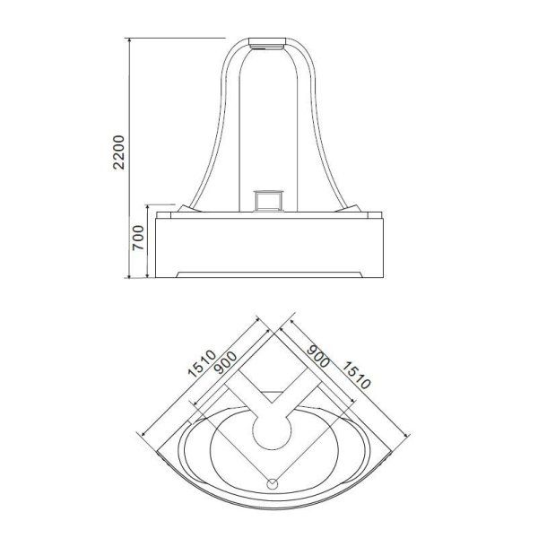 Акриловая ванна Gemy G9069 O с гидромассажем
