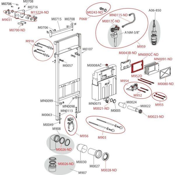Система инсталляции для унитазов AlcaPlast A108F 5:1 SET 5 в 1 кнопка смыва белая