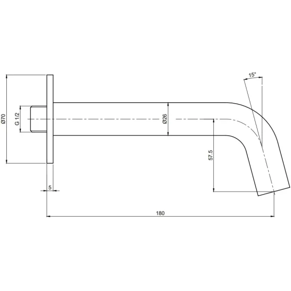 Излив для ванны AQUAme AQM8302BC 180 мм, медь матовая