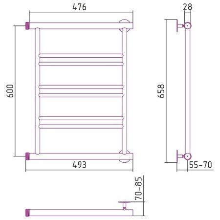 Полотенцесушитель водяной Стилье Минор 0601 60х50 хром