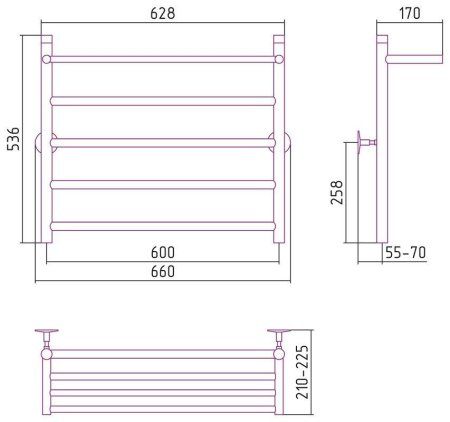 Полотенцесушитель водяной Стилье Универсал-54 60х60 с полкой, хром