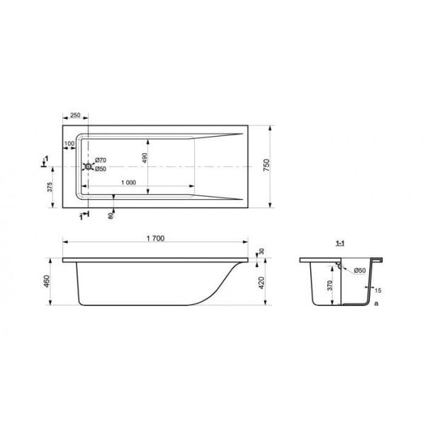 Ванна из литьевого мрамора Delice Diapason DLR330006 170x75