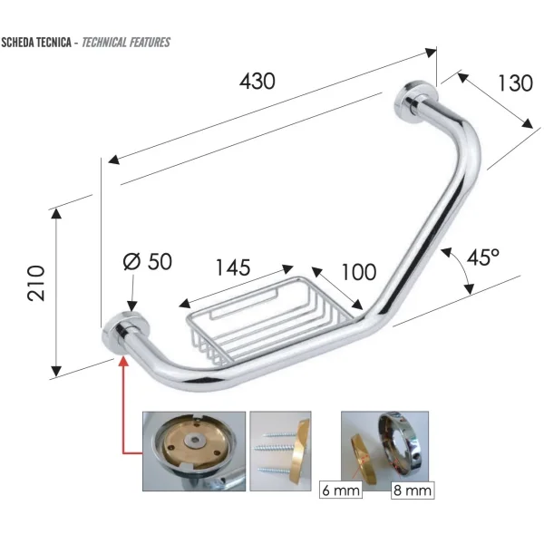 Поручень 43 см Remer Bagno RB480CR