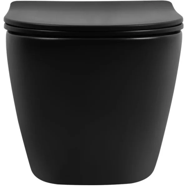 Унитаз подвесной Abber Bequem AC1100TMB безободковый, торнадо, с сиденьем микролифт, черный матовый