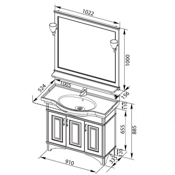 Тумба  для комплекта Aquanet Валенса 100 черный краколет/серебро
