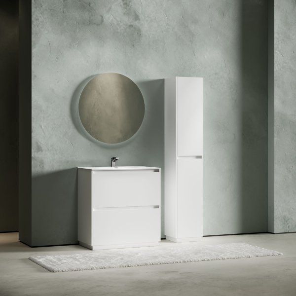 Тумба под раковину SANCOS Libra Floor напольная, 790х450х840, c двумя ящиками оснащенными доводчиками, белый глянец ,  LB80FW