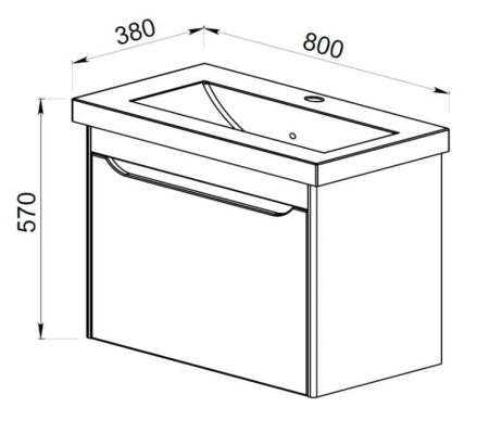 Тумба под раковину АВН Неаполь 80 подвесная (104.02(1))