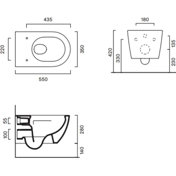 Унитаз подвесной Catalano Sfera 0511550001 безободковый, торнадо, белый глянец
