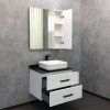 Тумба-умывальник COMFORTY "Амстердам-75" белая с черной матовой столешницей с раковиной COMFORTY T-Y9378
