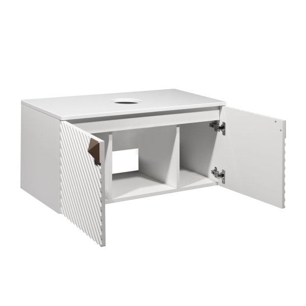 Тумба Runo Андорра 70 белый матовый белый глянец подвесная под накладной умывальник (00-00004644)