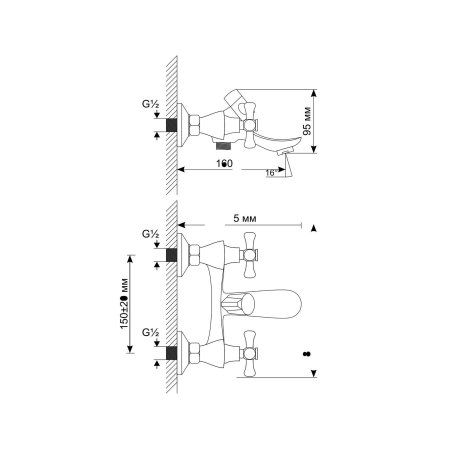 Смеситель для ванны MIXLINE ML10-01 (529846)